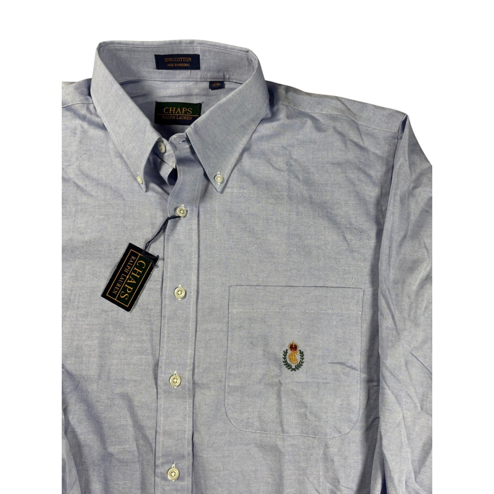 Chaps Ralph Lauren Mens Blue Oxford Button Down Shirt 17.5 34/35 NWT 63293 460
